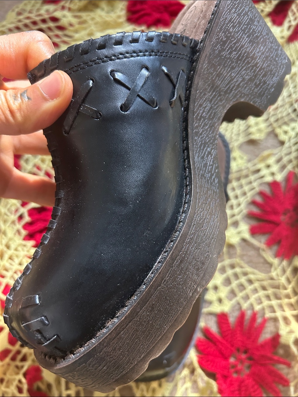 Request Black Platform Clog Mules Size 7 Y2K Grunge Chunky Heels